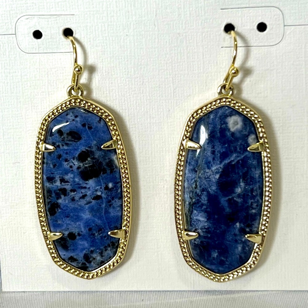 NWT Rare & Retired Kendra Scott Elle Earrings Sodalite & Yellow Gold SOLD OUT!